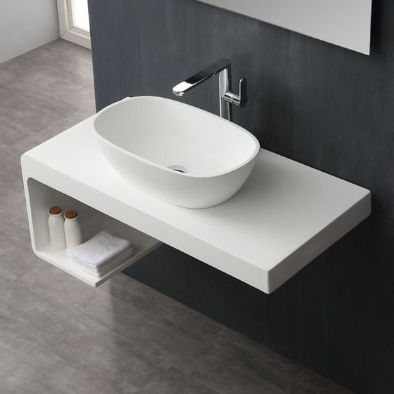 Modern Design Bathroom Vanity With Sink, Corian Bathroom Vanity